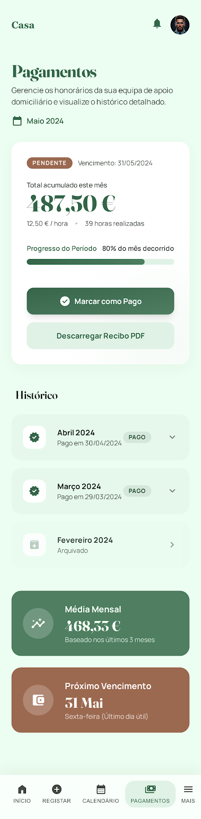 Payments screen