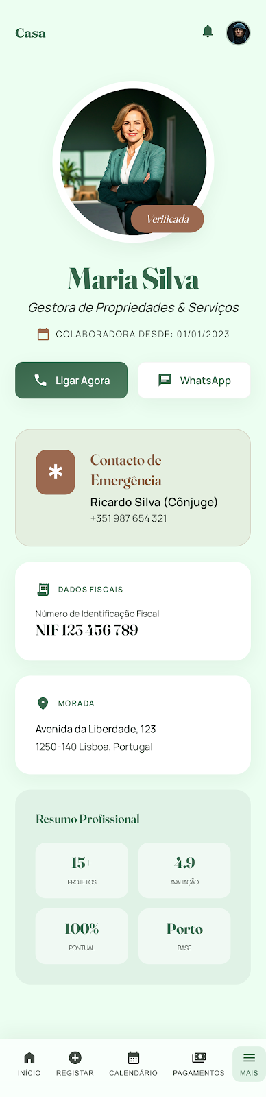 Worker profile screen